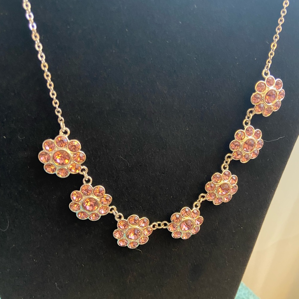 Liz Claiborne woman’s necklace, silver pink stones
